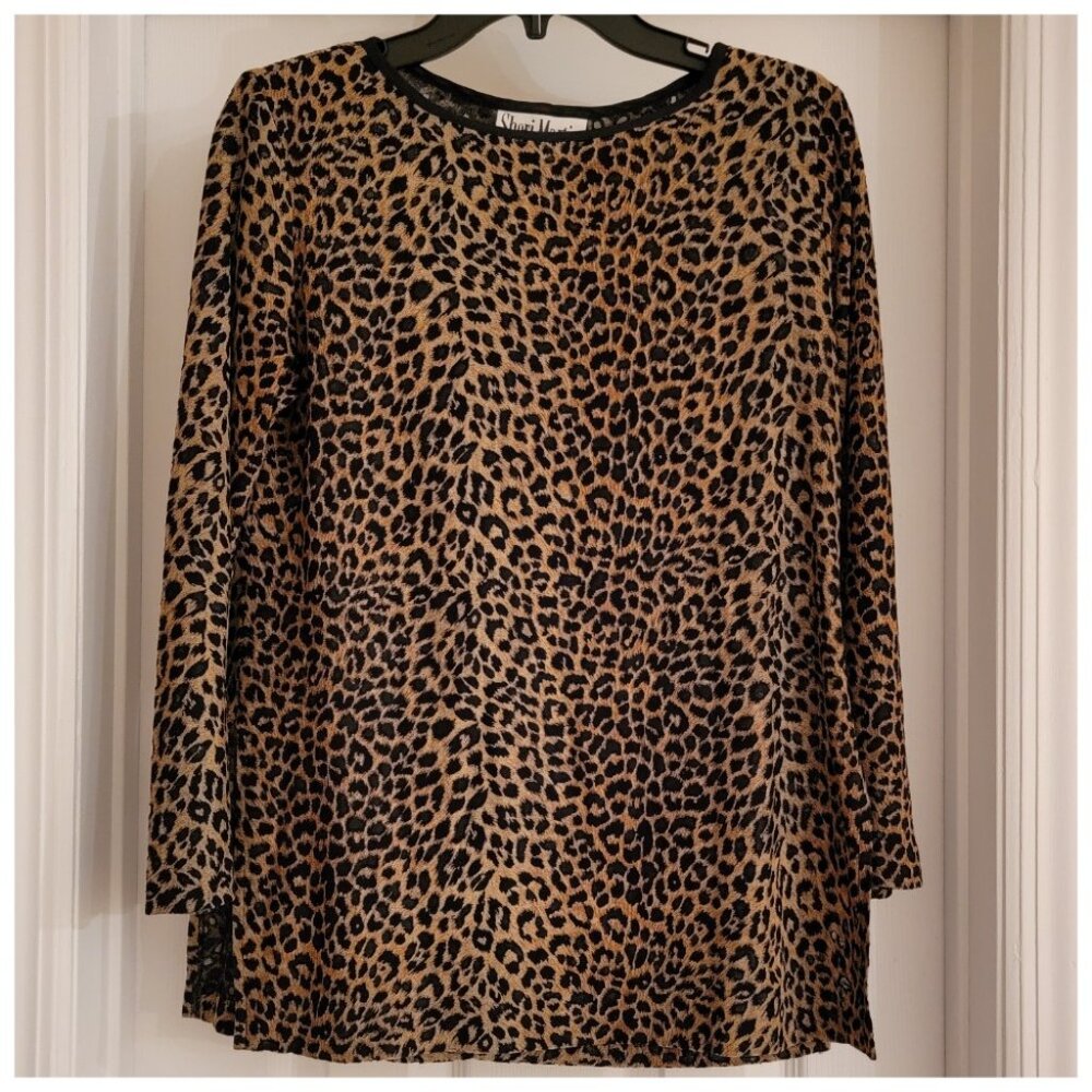 Vintage Sheri Martin NY Blouse, Leopard Print, Size 8